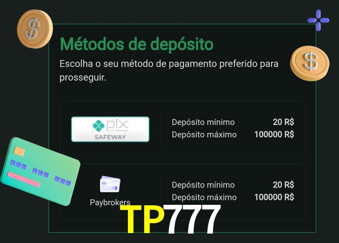 O cassino TP777bet oferece uma grande variedade de métodos de pagamento